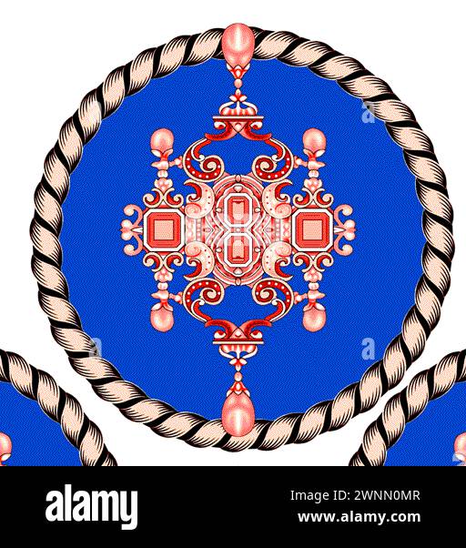 Un bellissimo motivo circolare dai colori splendidi e dallo stile accattivante Illustrazione Vettoriale