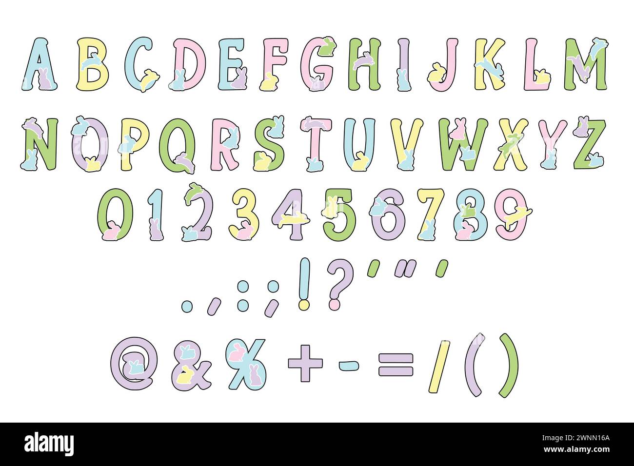Font coniglietto di Pasqua: Un alfabeto stravagante Illustrazione Vettoriale