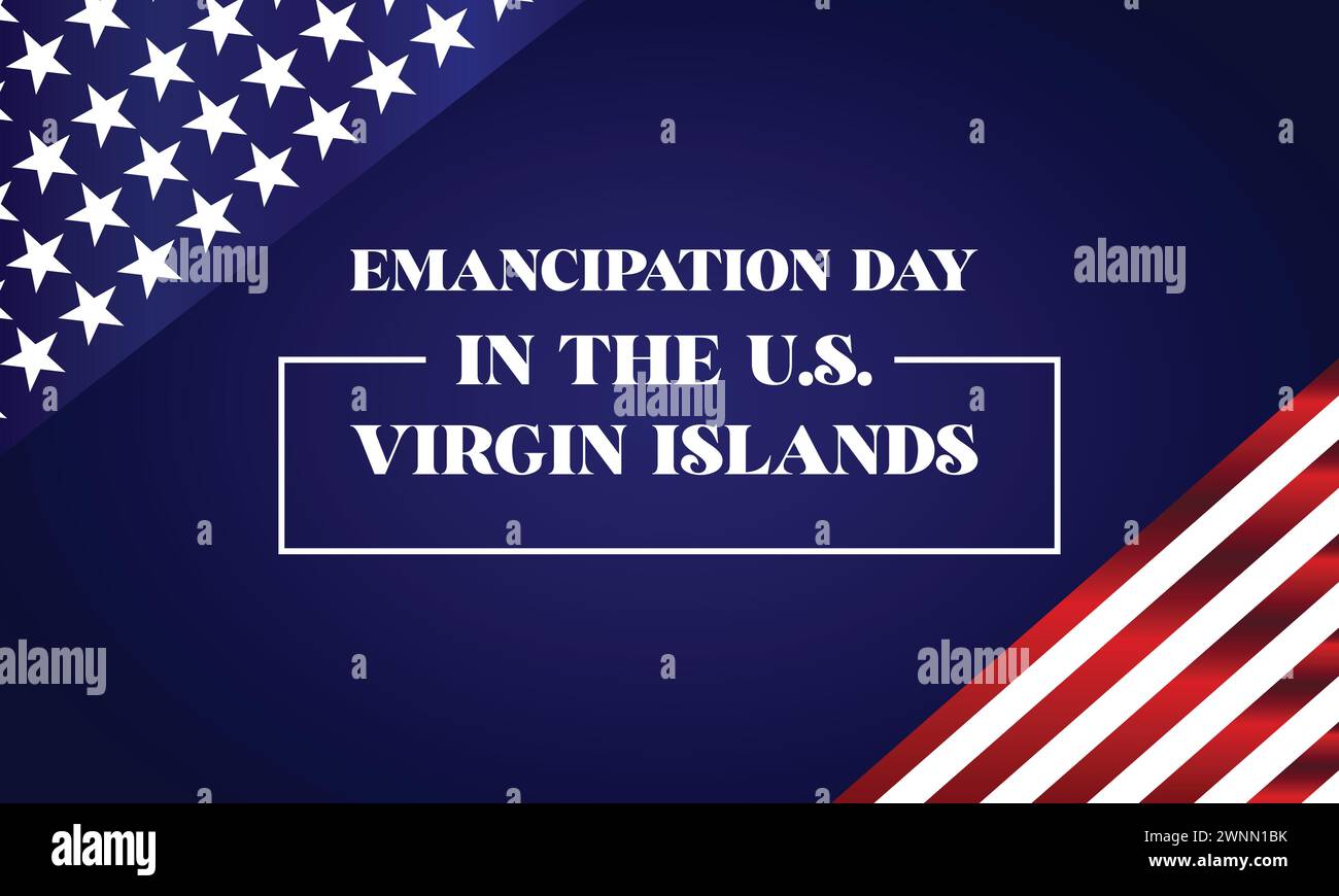 Emancipazione Day nelle Isole Vergini americane testo elegante con disegno a bandiera usa Illustrazione Vettoriale