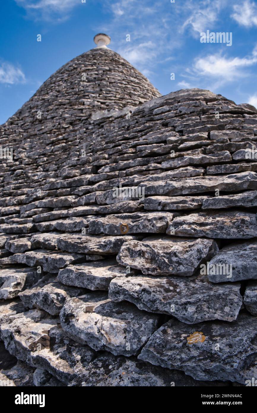 Primo piano del tetto di un trullo ad Alberobello Foto Stock