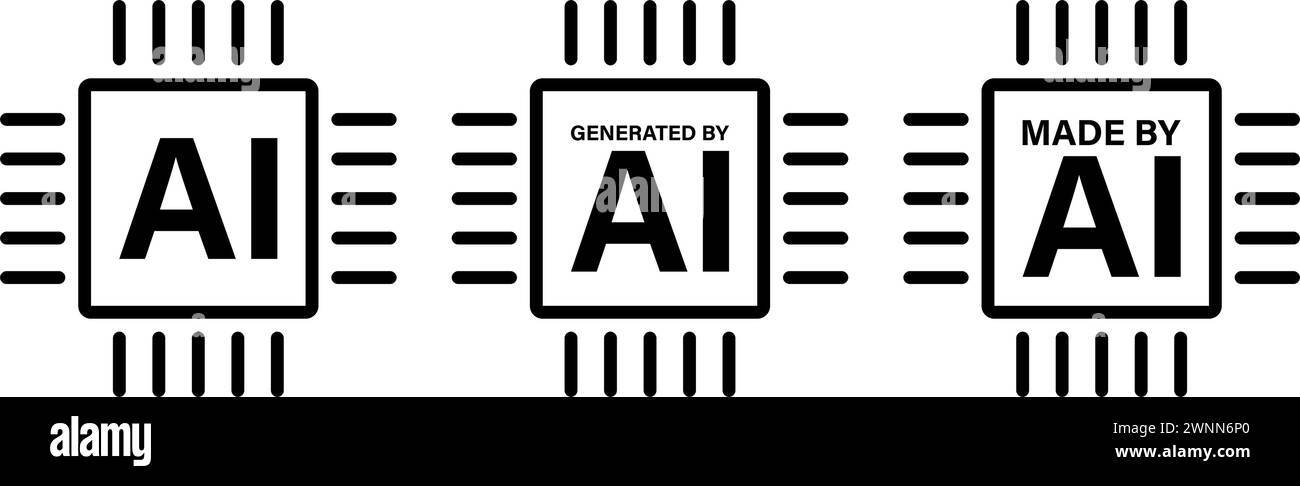 Set di icone realizzato dal processore ai Illustrazione Vettoriale