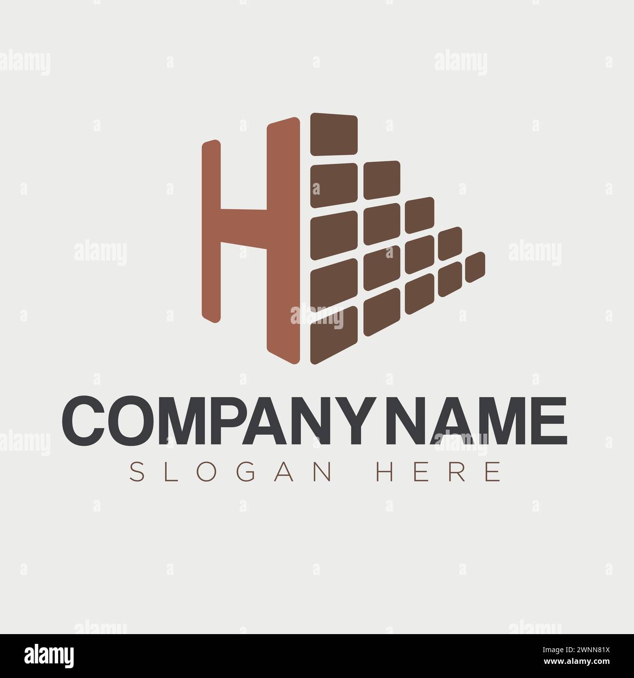 Vettore di progettazione modello lettera H e logo Brick Construction Illustrazione Vettoriale