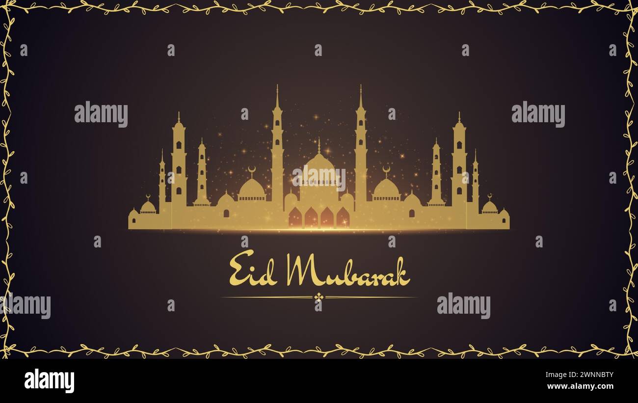 EID Mubarak Design. Illustrazione vettoriale per biglietti d'auguri, poster e banner. Illustrazione Vettoriale