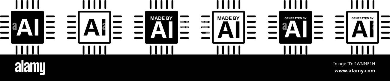 Set di icone realizzato dal processore ai Illustrazione Vettoriale
