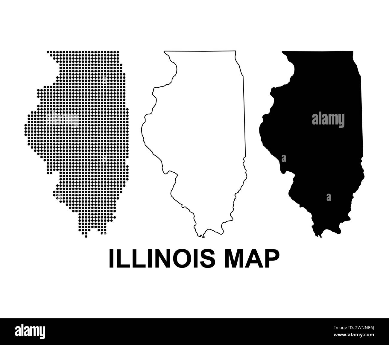 Set della mappa dell'Illinois, stati uniti d'america. Icona Flat Concept illustrazione vettoriale . Illustrazione Vettoriale
