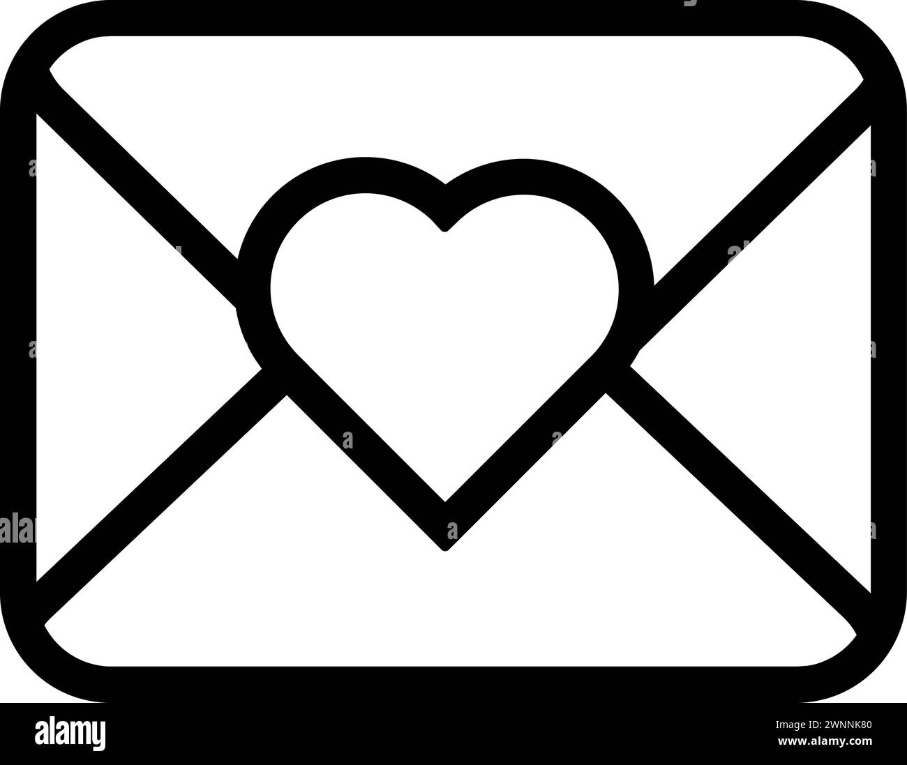 Busta di carta chiusa con biglietto d'amore, simbolo della festa di compleanno. Descrizione della lettera di Natale per San Valentino per la progettazione di un centro di intrattenimento per bambini. Illustrazione Vettoriale