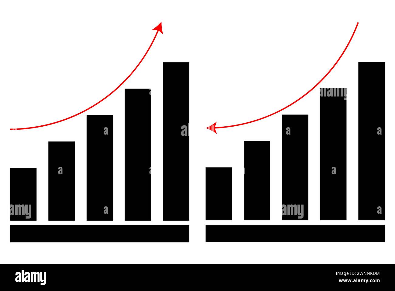 Aumentare o diminuire il vettore dell'icona della linea del grafico. Illustrazione Vettoriale