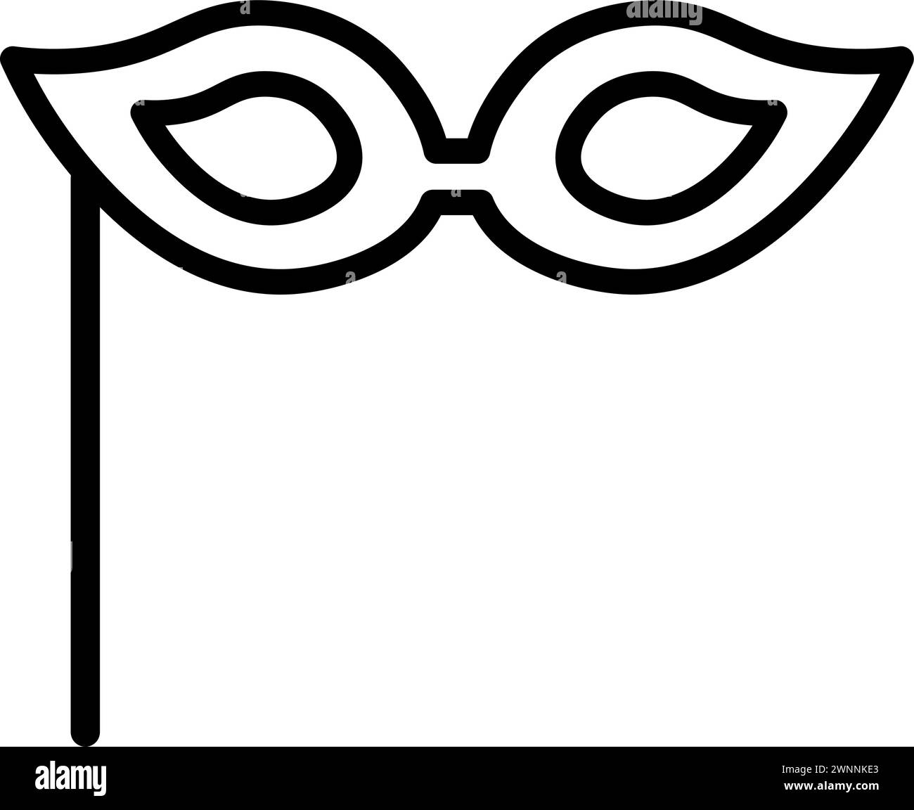 Look gatto maschera donne Carnevale, simbolo della festa di compleanno. Profilo della maschera look gatto festivo per il design del centro di intrattenimento per bambini. Icona lineare semplice Illustrazione Vettoriale