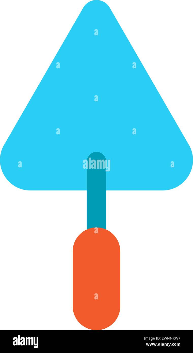 Pala a cazzuola triangolare per lavorare con miscele da costruzione. Utensili e attrezzature professionali per l'edilizia di specialisti altamente qualificati. Semplice Illustrazione Vettoriale