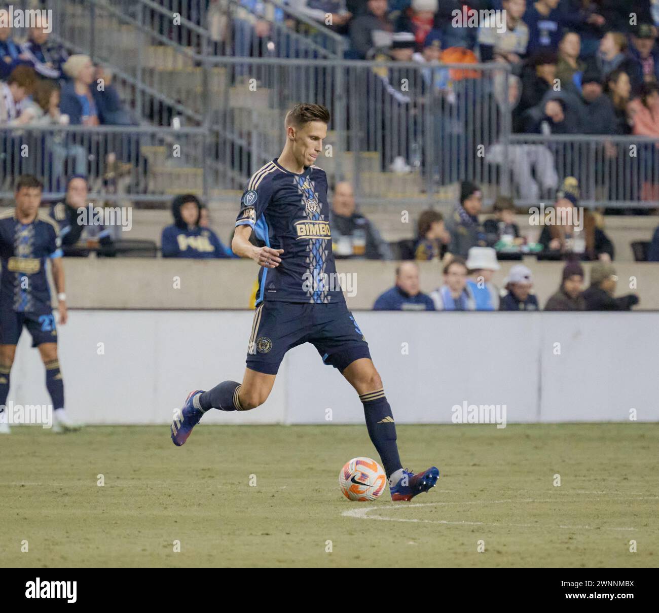 CHESTER, PA, USA - 27 FEBBRAIO 2024 - partita della CONCACAF Champions Cup tra l'Unione di Filadelfia e il Deportivo Saprissa al Subaru Park. Foto Stock