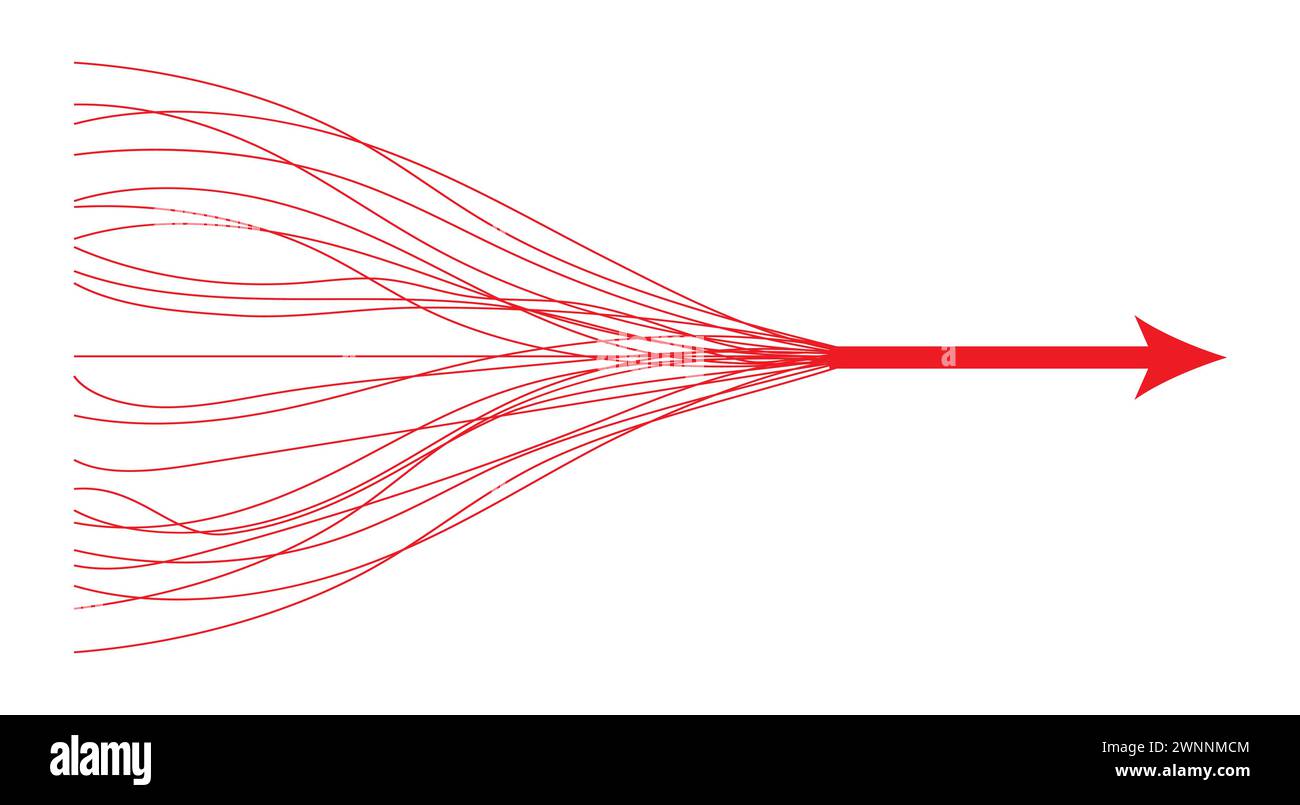 Illustrazione vettoriale infografica frecce convergenti. Illustrazione Vettoriale