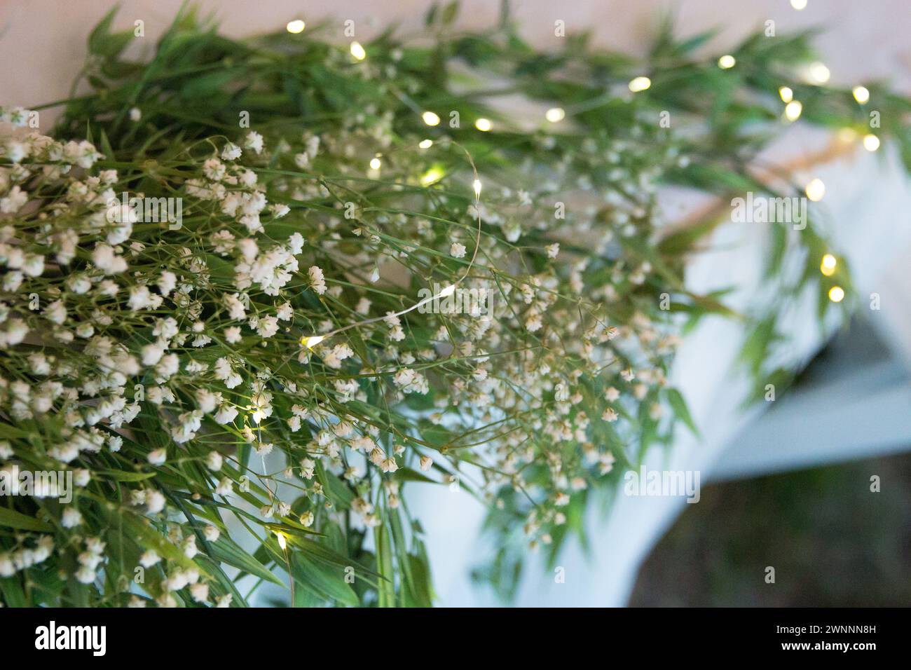 Decorazioni per matrimoni Babies Breath Foto Stock