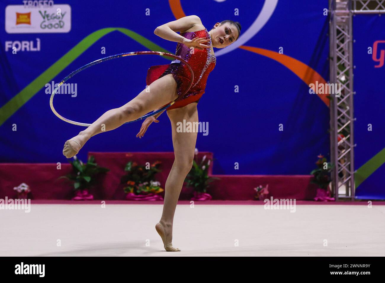 Milena Baldassarri di Ginnastica Fabriano durante la ginnastica ritmica FGI serie A 2024 all'Unieuro Arena di Forlì, Italia il 2 marzo 2024 Foto Stock