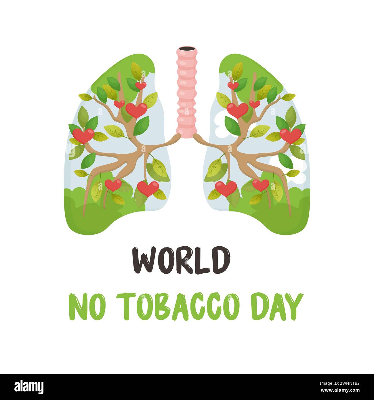 Giornata mondiale senza tabacco, polmoni per fumatori, cartolina, poster. Illustrazione vettoriale Illustrazione Vettoriale