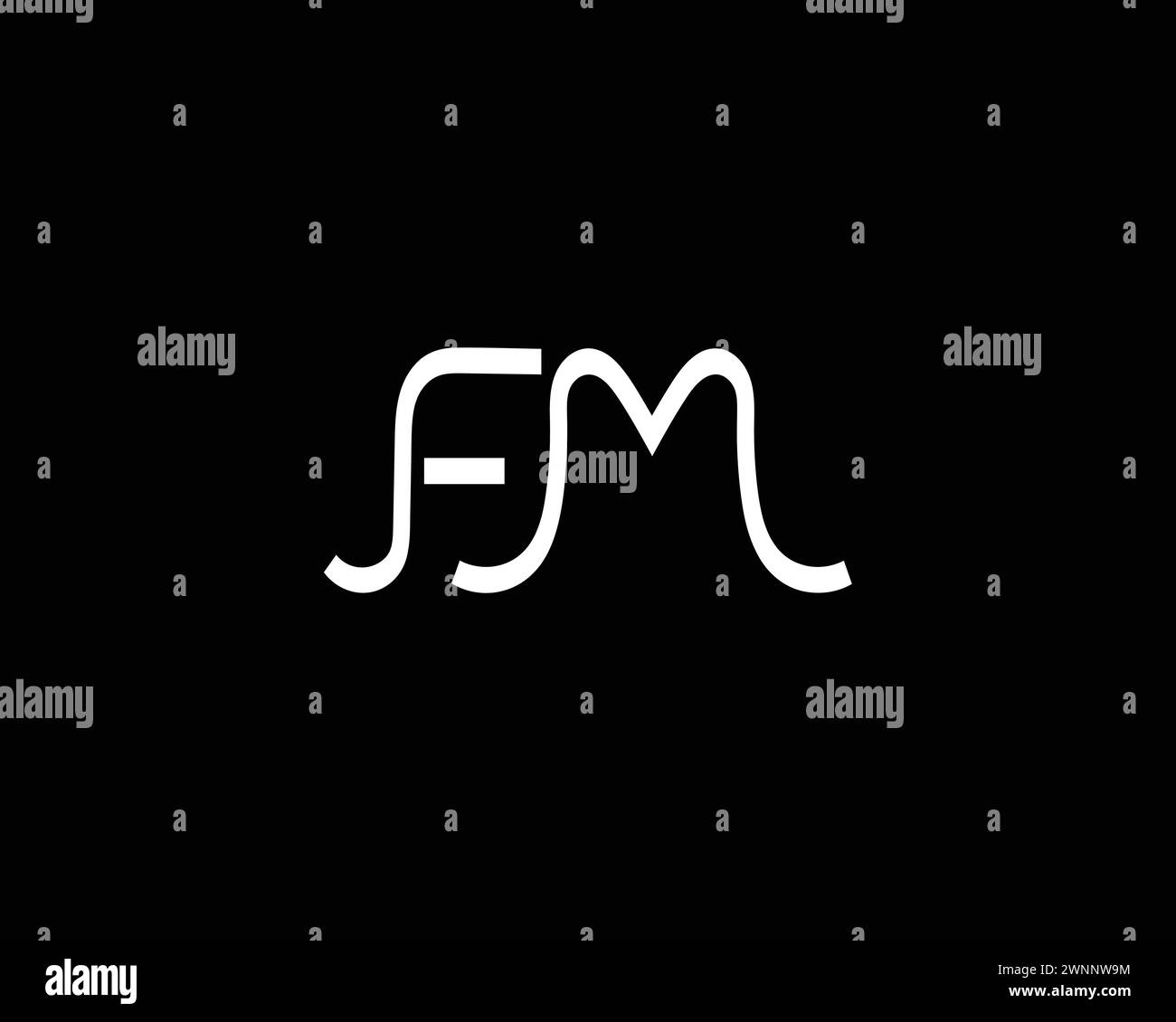 Modello vettoriale design lettera FM creativa Illustrazione Vettoriale