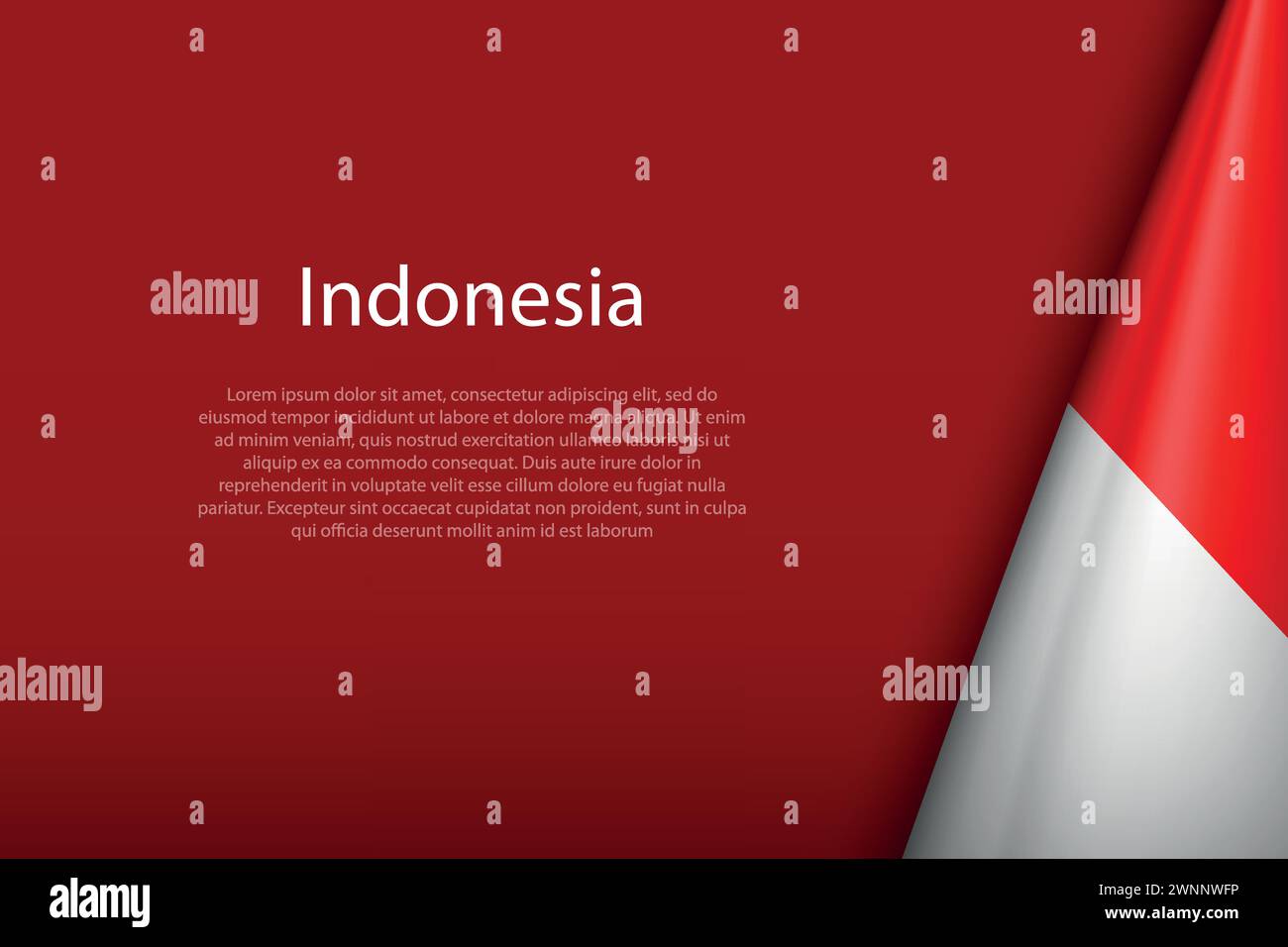 Bandiera nazionale indonesiana isolata su sfondo scuro con copyspace Illustrazione Vettoriale