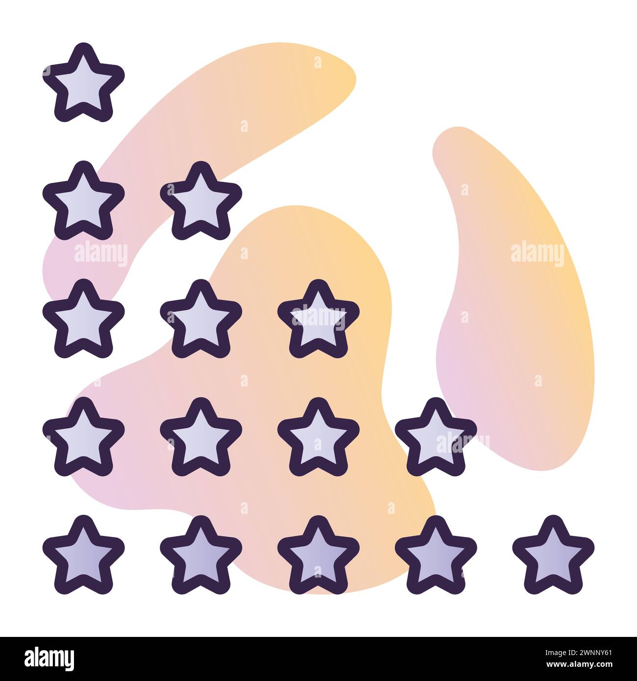Valutazione con stelle, icona vettoriale contorno blu scuro con sfondo sfumato Illustrazione Vettoriale