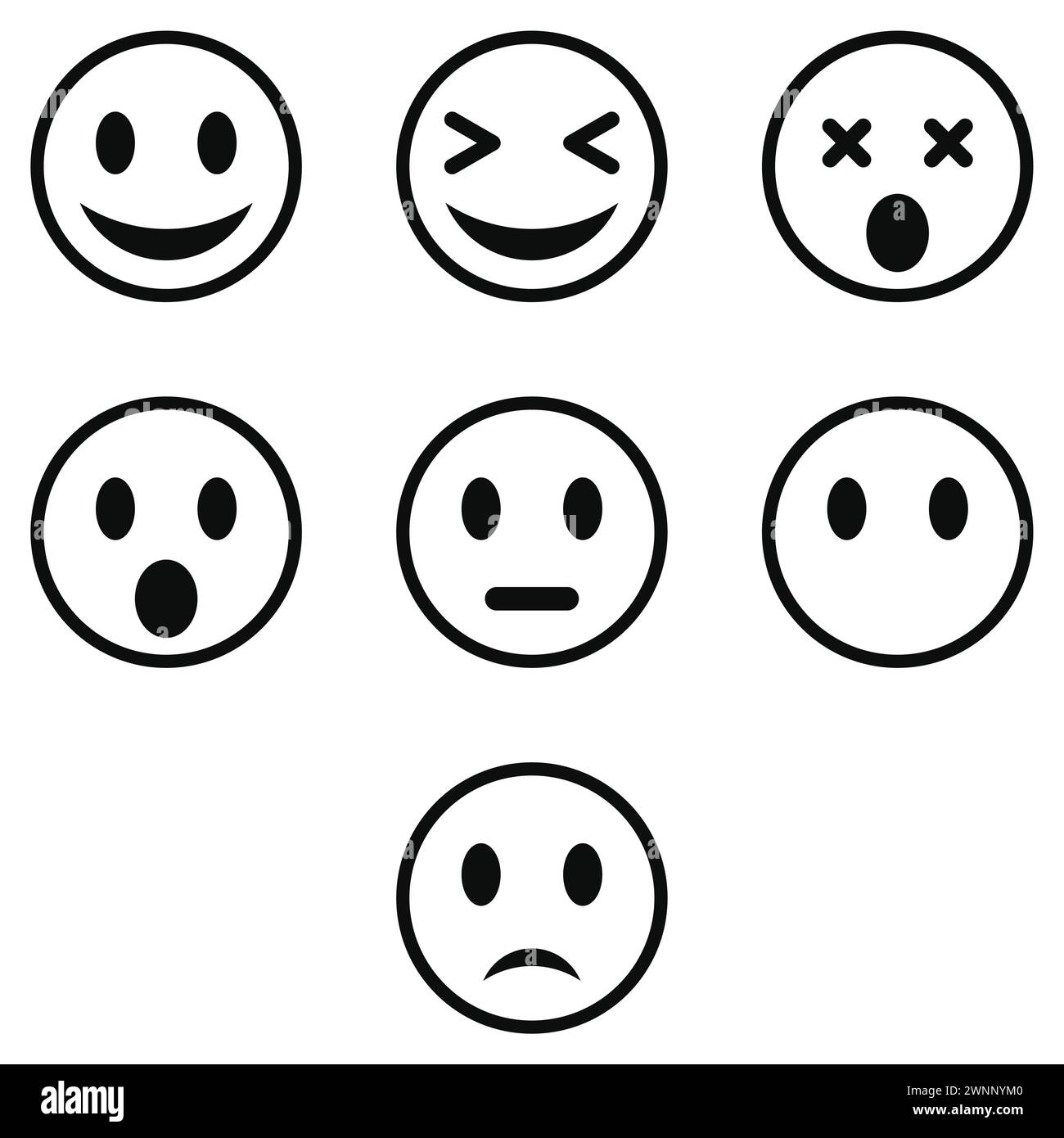 set emoji delineato Illustrazione Vettoriale