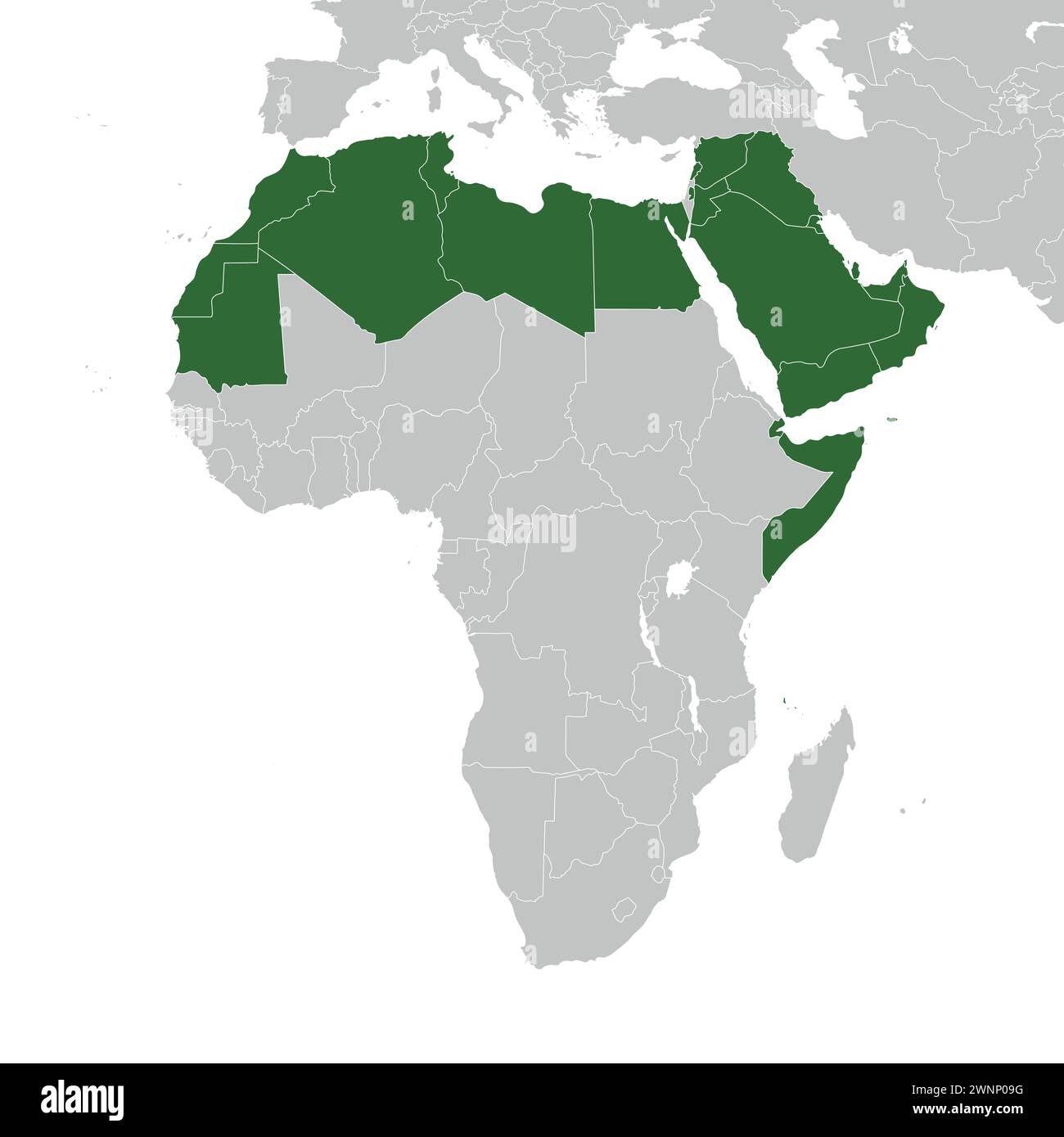 stati del mondo arabo sulla mappa politica del mondo Illustrazione Vettoriale