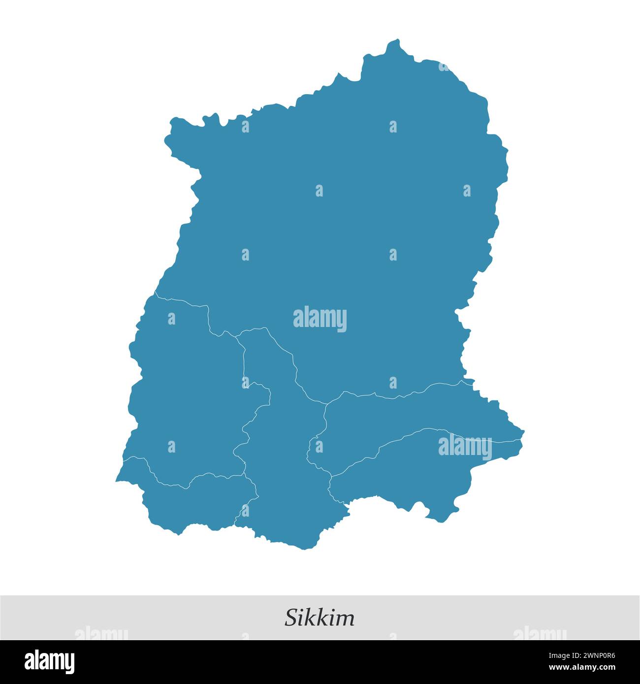 la mappa del Sikkim è uno stato dell'India con distretti di confine Illustrazione Vettoriale