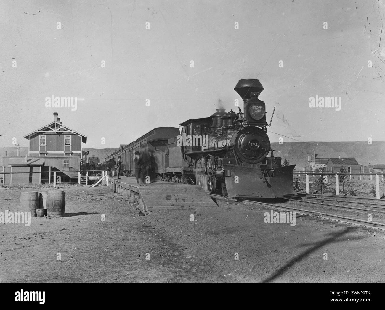 Primo treno per Medicine Hat, Alberta. Canada. 1° giugno 1886 Foto Stock