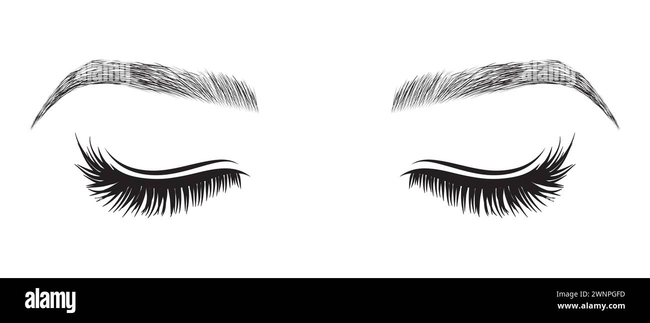 Donna occhi chiusi con illustrazione Eyebrow e Lash isolati Illustrazione Vettoriale