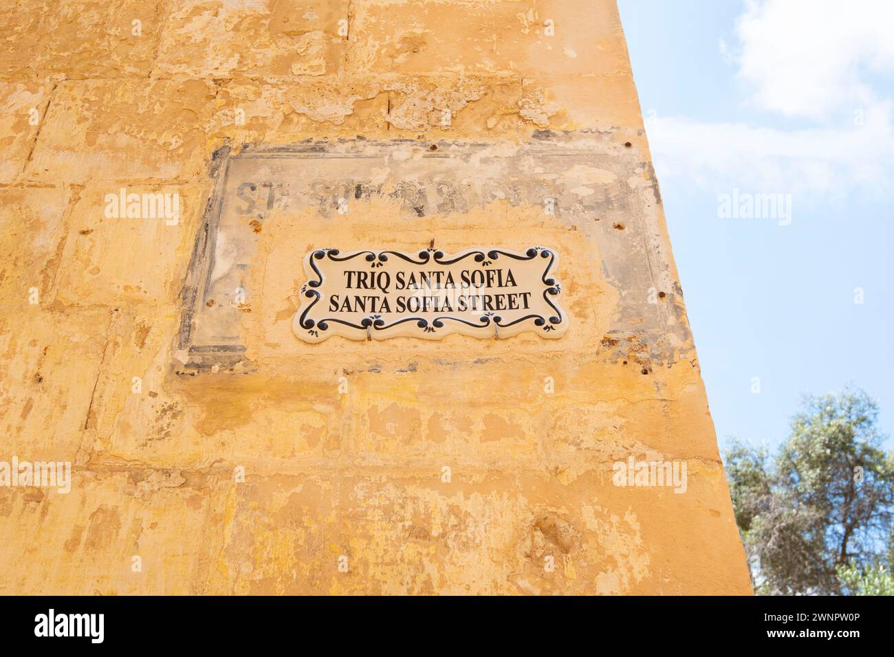 Cartello stradale per la Fortezza della città Vecchia di Mdina - Malta Foto Stock