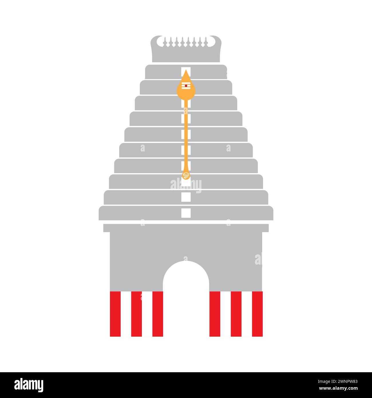 Illustrazione vettoriale del tempio indù , architettura dravidiana Tamil Nadu , India Illustrazione Vettoriale