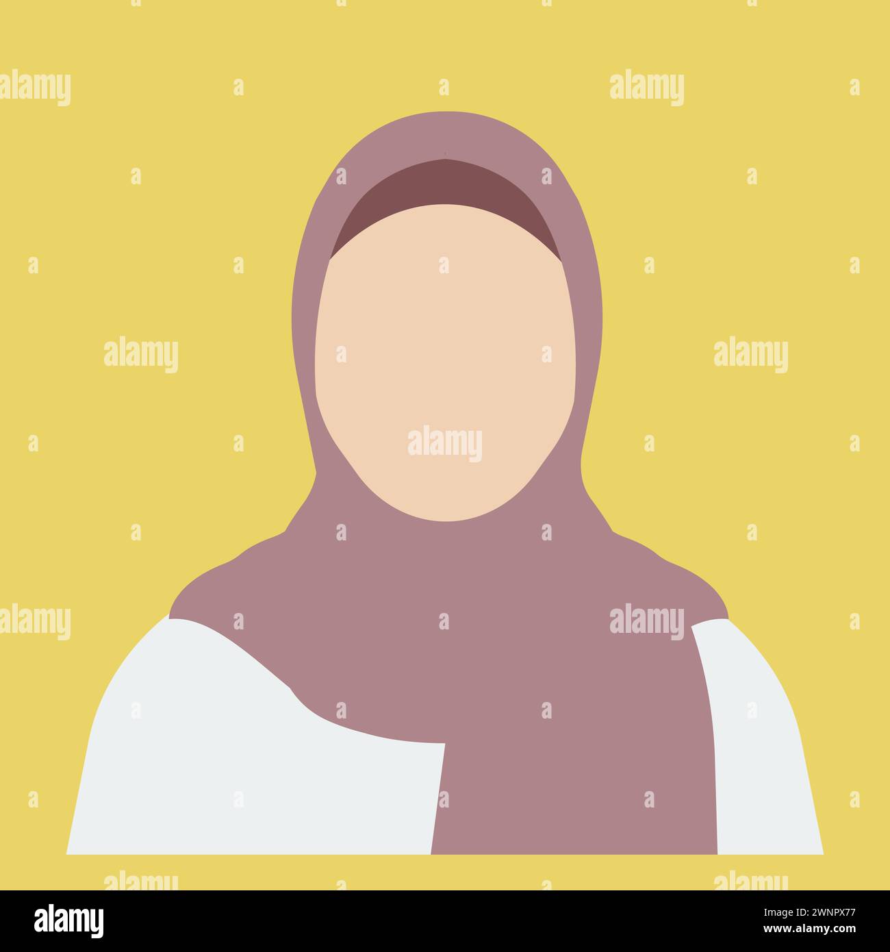Giovane donna araba che indossa hijab. Faccia di donna araba coperta di Hijab. Illustrazione vettoriale isolata da sfondo bianco Illustrazione Vettoriale