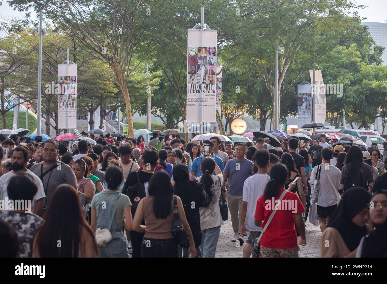 2 marzo 2024. Un grande impulso per l'economia come Taylor Swift, il Eras Tour tenne sei concerti a Singapore. Ci sono volati molti turisti dalla regione. Foto Stock