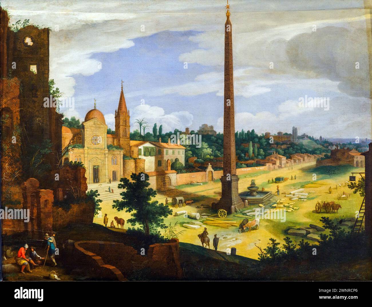 Vista su Piazza del popolo 1610-1615 ca. Di Willem van Nieulandt (1584-1658) - olio su tela - Museo di Roma, Italia Foto Stock