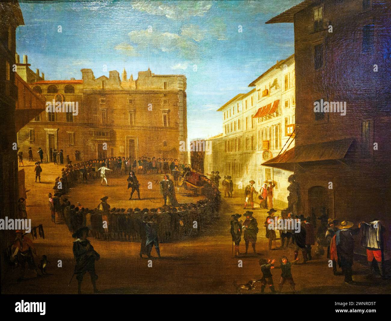 Teatro in Piazza Pasquino 1600-1610 ca. Di artista attivo a Roma nella prima metà del XVII secolo - olio su tela - Museo di Roma, Italia Foto Stock