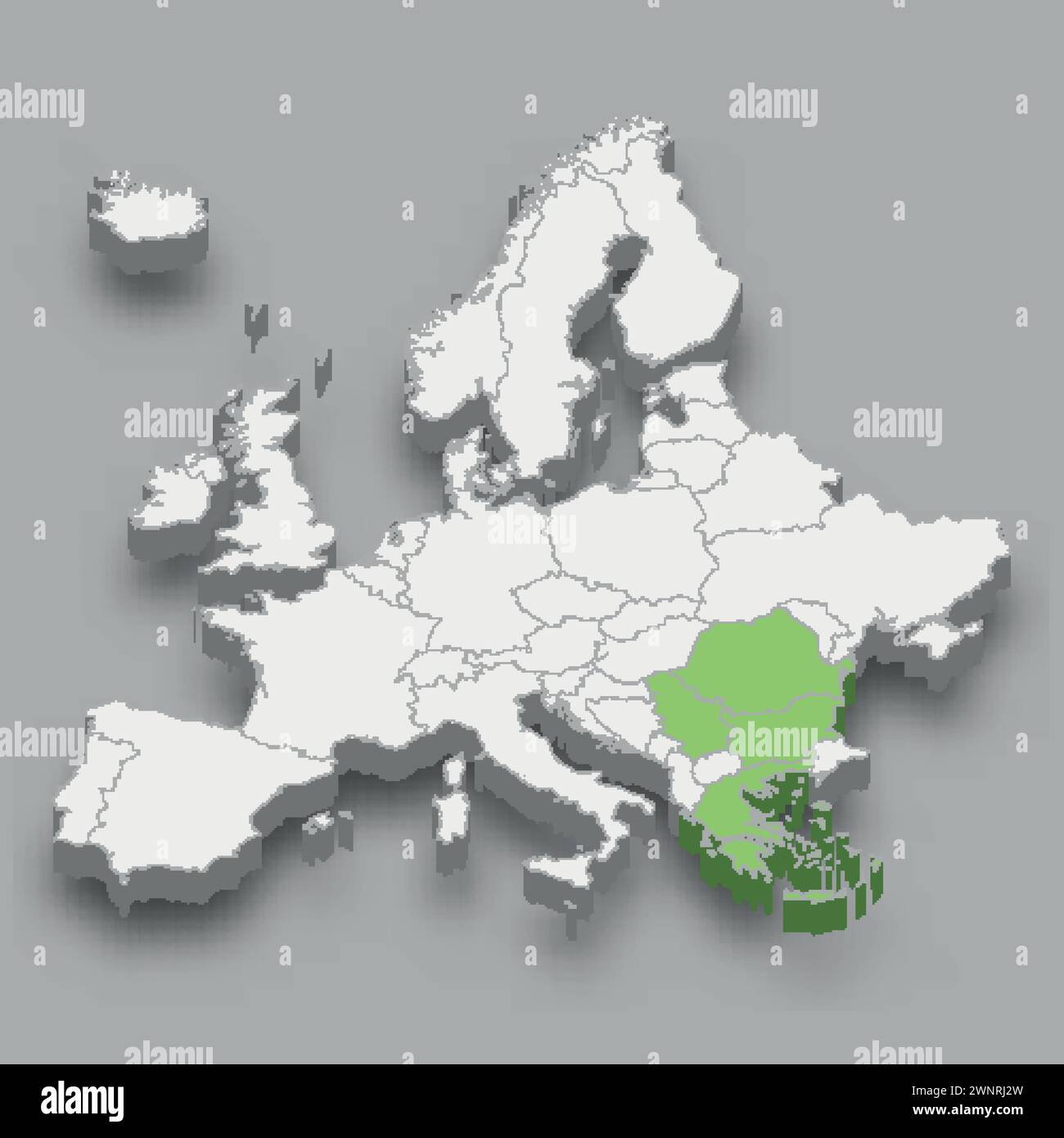 Sede del gruppo Craiova in Europa mappa isometrica 3d. Illustrazione Vettoriale