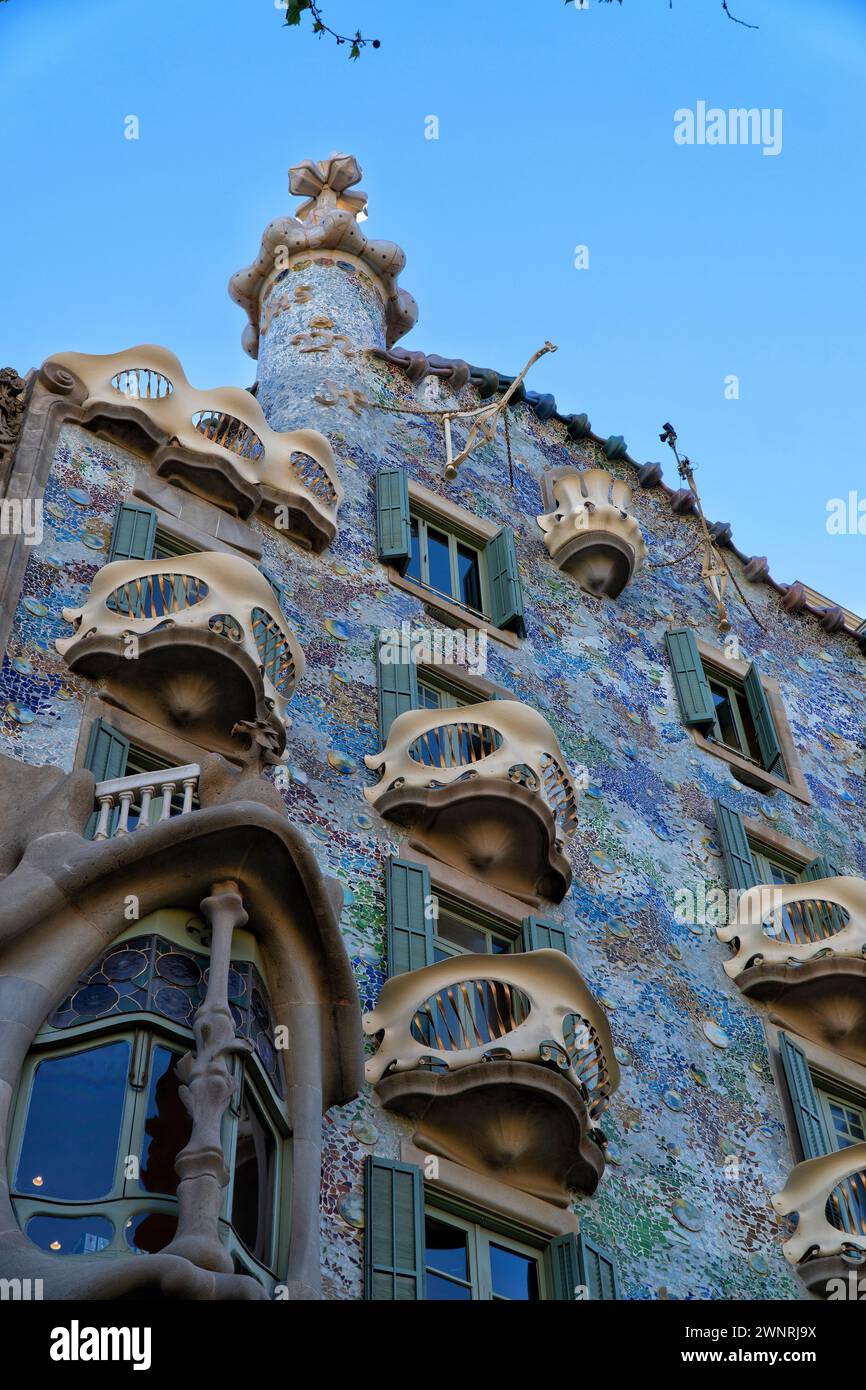 Casa Batllo di Antoni Gaudí a Barcellona Foto Stock