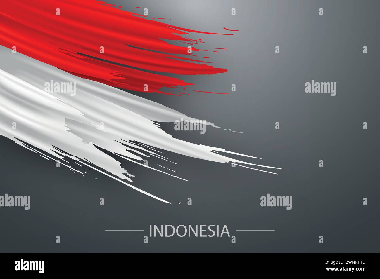Pennello grunge 3d bandiera indonesiana, modello poster Illustrazione Vettoriale