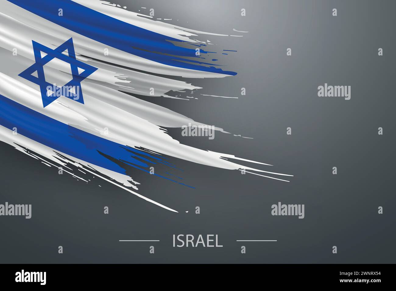 Pennello grunge 3d bandiera di Israele, disegno poster modello Illustrazione Vettoriale