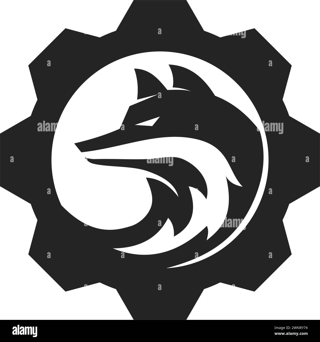 Modello logo Fox isolato. Identità del marchio. Grafico vettore astratto Illustrazione Vettoriale