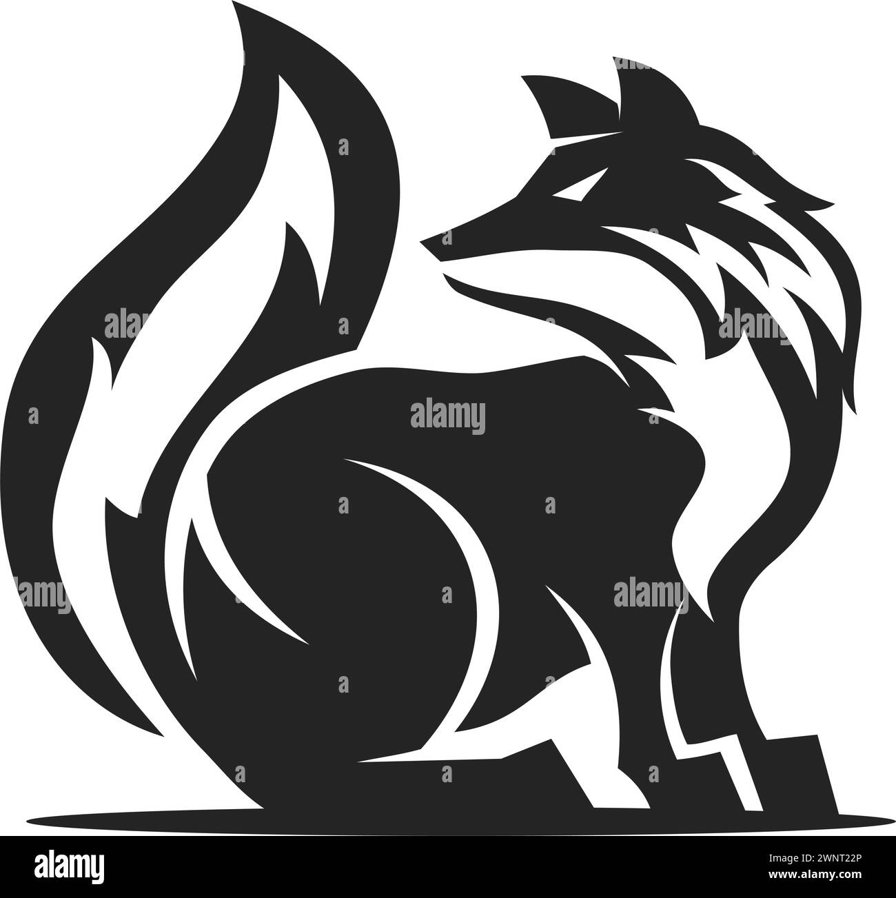 Modello logo Fox isolato. Identità del marchio. Grafico vettore astratto Illustrazione Vettoriale