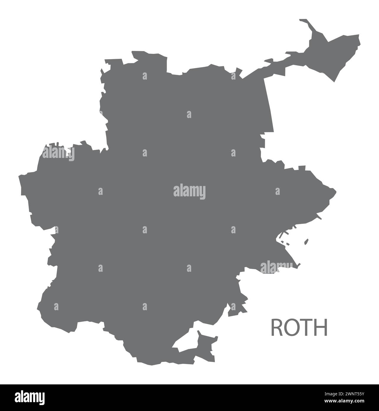 Roth mappa della città tedesca in grigio illustrazione sagoma della silhouette Illustrazione Vettoriale