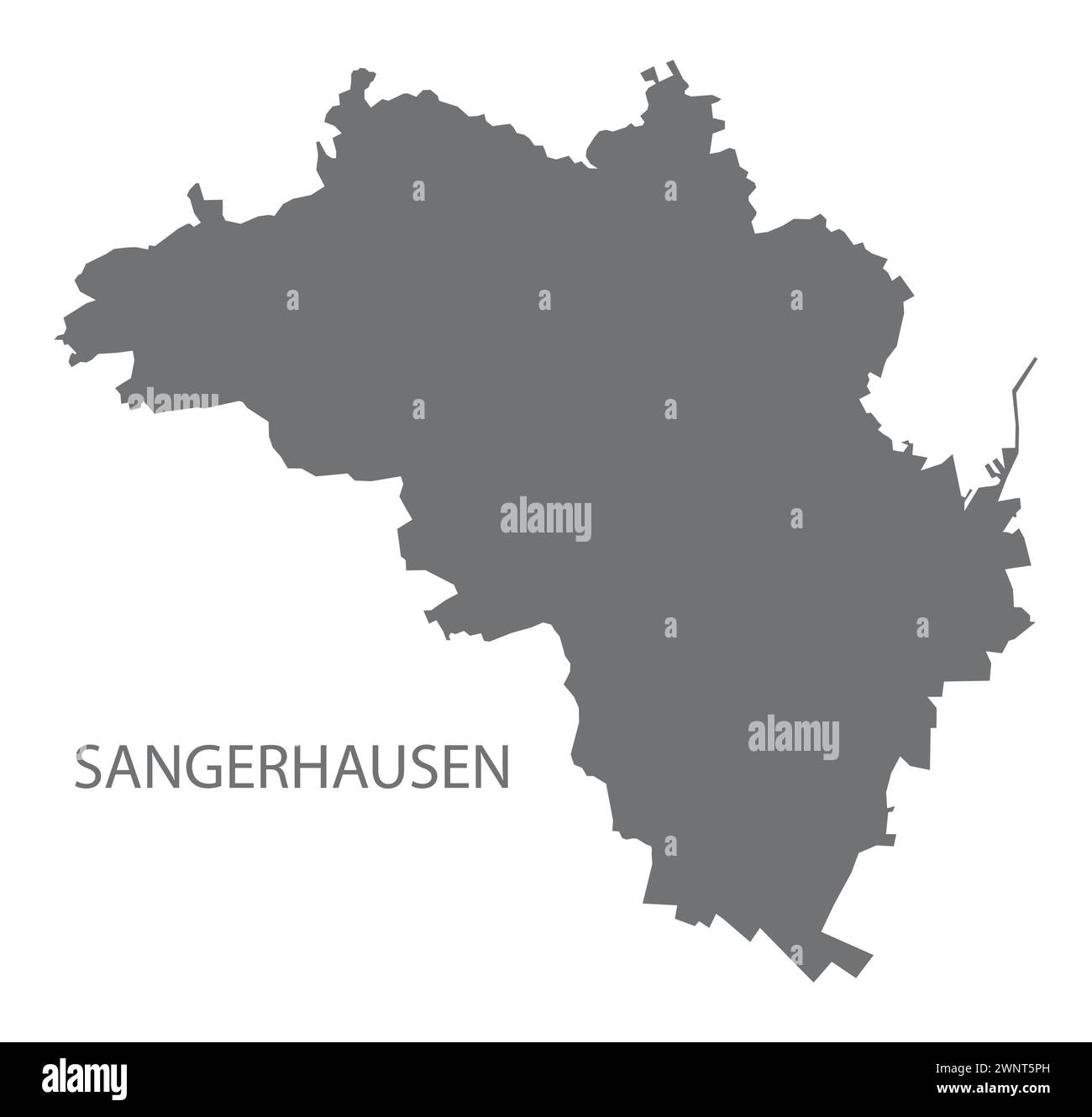 Sangerhausen mappa della città tedesca illustrazione grigia forma silhouette Illustrazione Vettoriale
