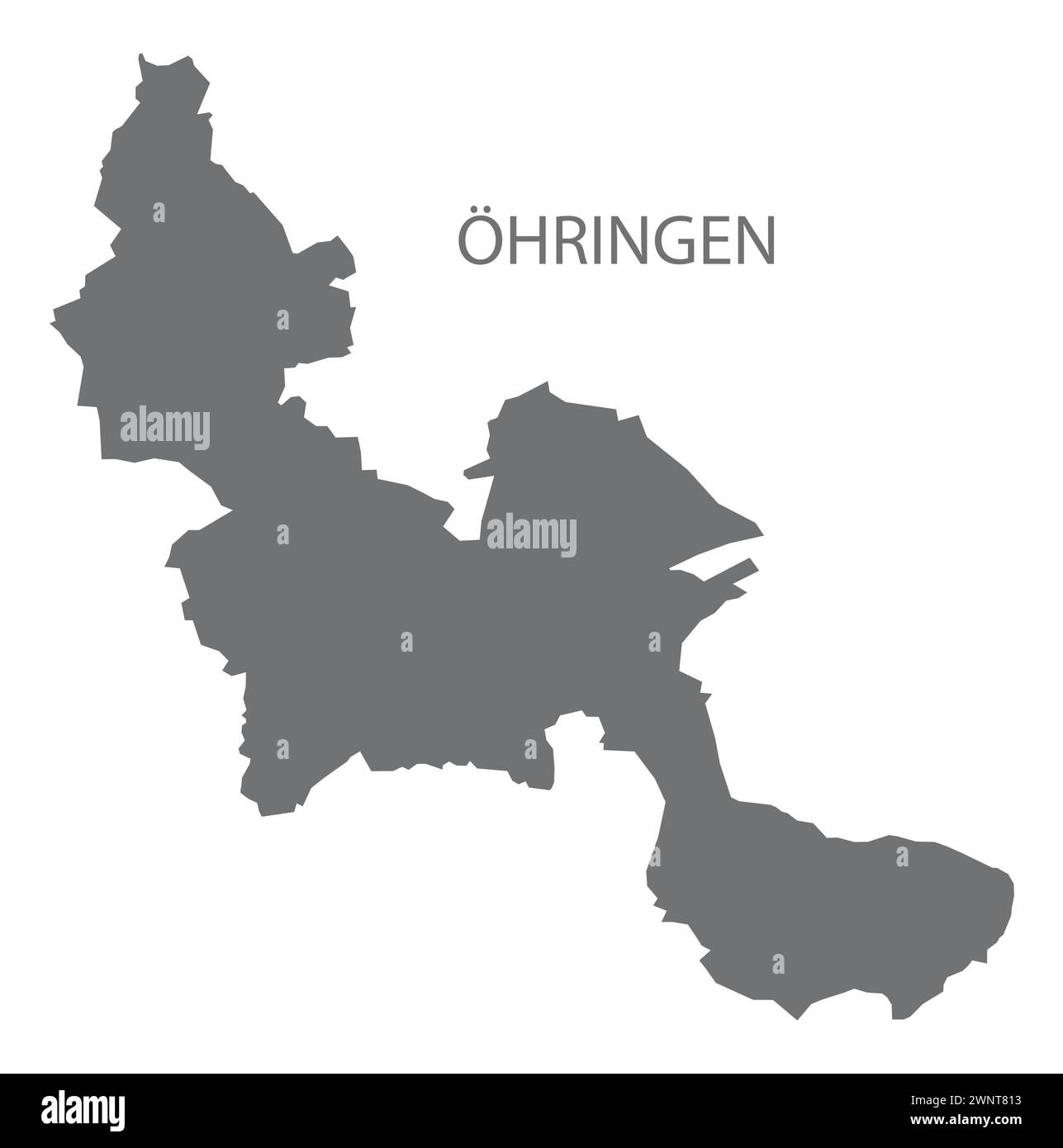 Öhringen Mappa della città tedesca illustrazione grigia forma silhouette Illustrazione Vettoriale