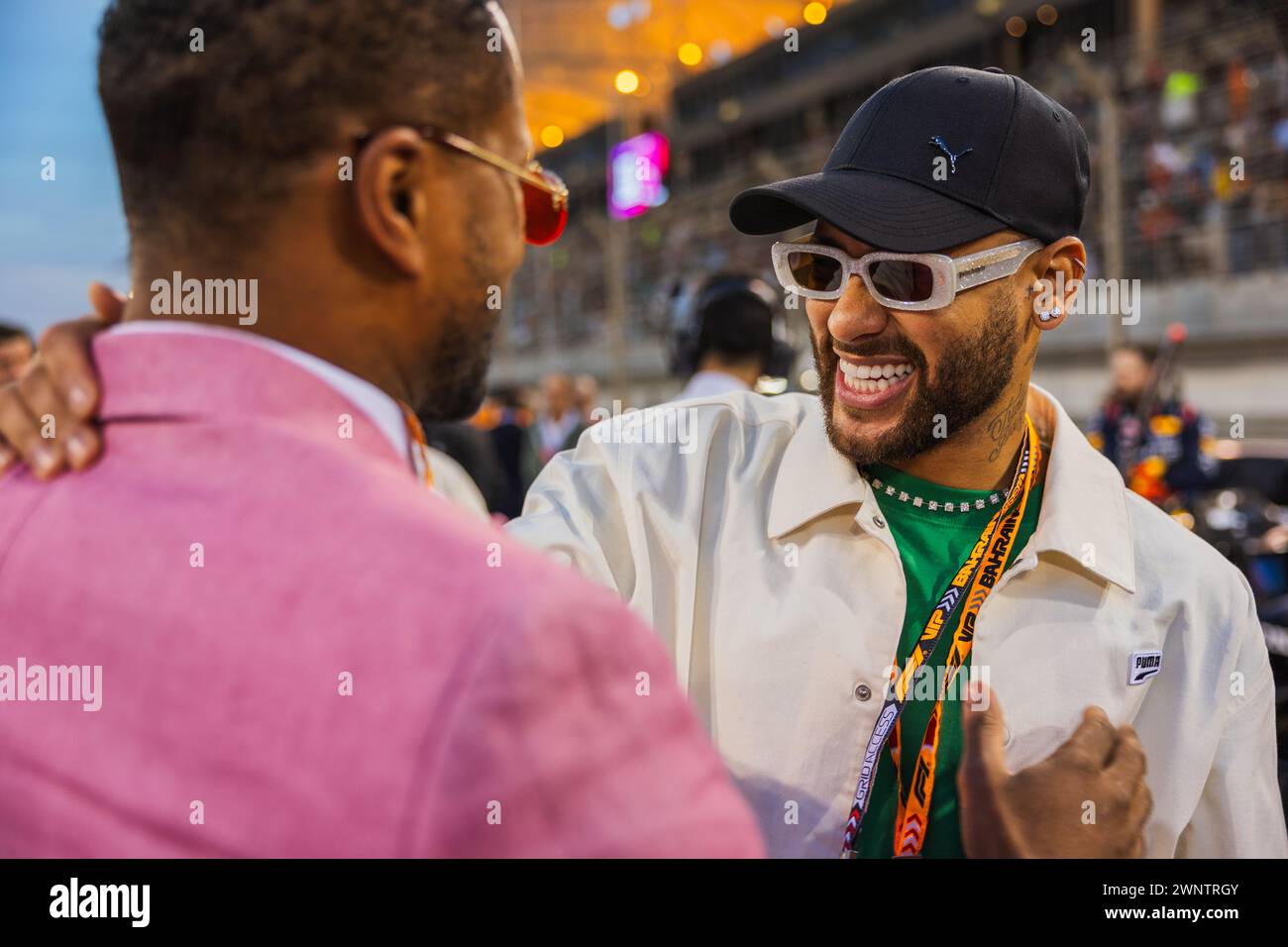 MANAMA, BAHREIN, circuito internazionale del Bahrein, 2.marzo 2024: Neymar da Silva Santos Júnior, calciatore brasiliano durante la Formula 1 del Bahrain Grand P Foto Stock