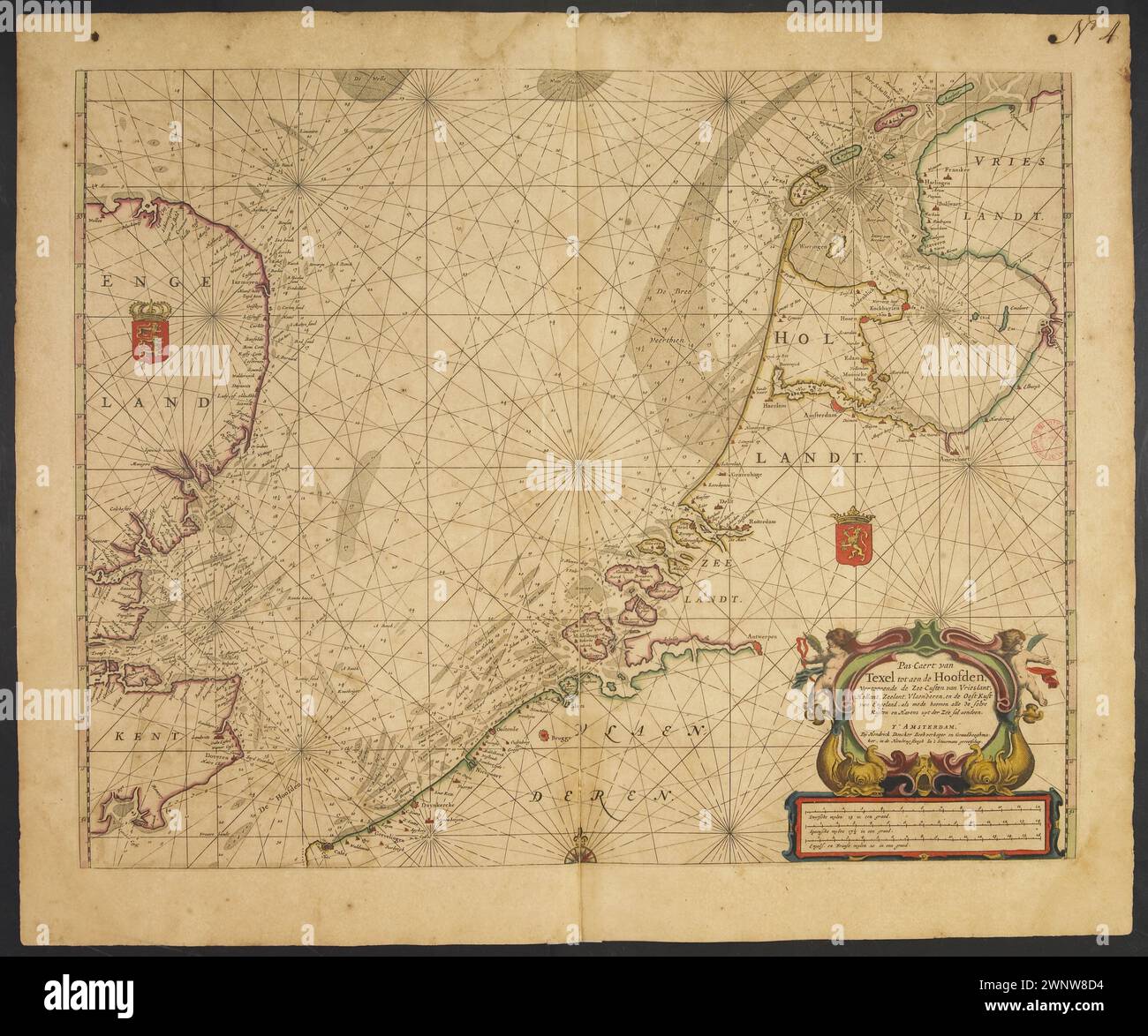 Hendrick Doncker Sea Atlas 1665: Texel Tot Aan De Hoofden Foto Stock