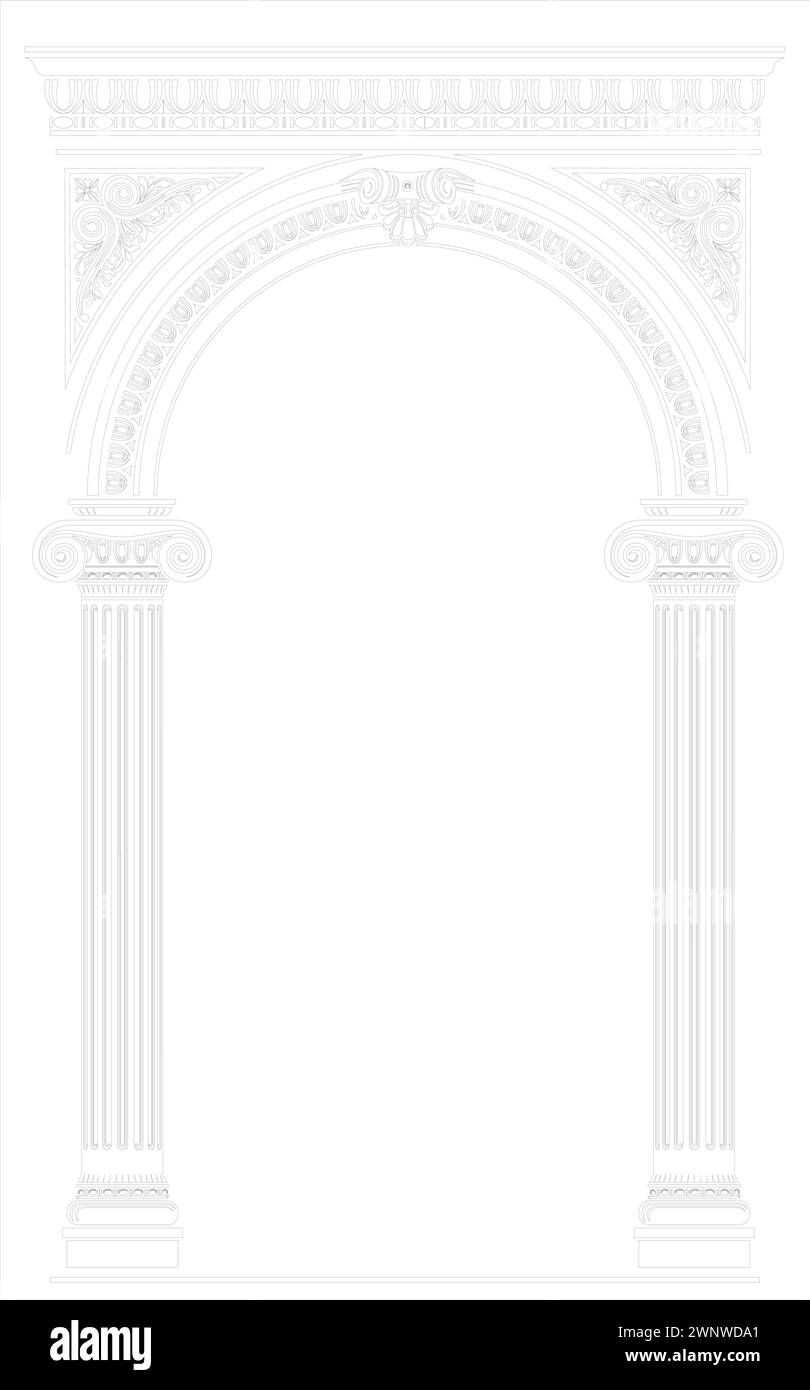 Arco classico con colonne greche ioniche Illustrazione Vettoriale