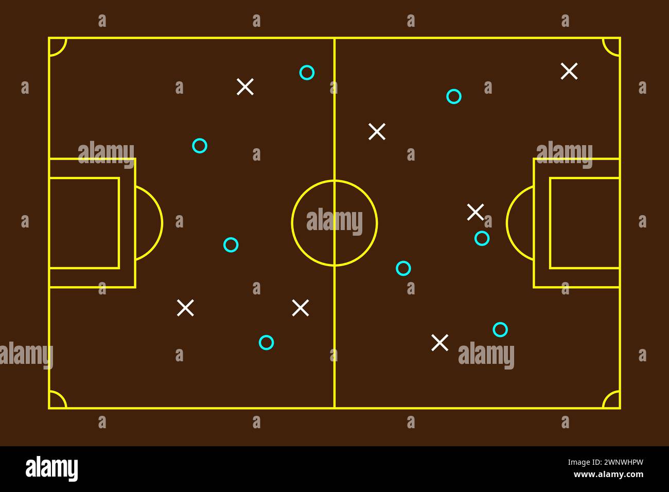 Strategia di calcio gioco di calcio schema tattico attingendo alla lavagna. Illustrazione Vettoriale