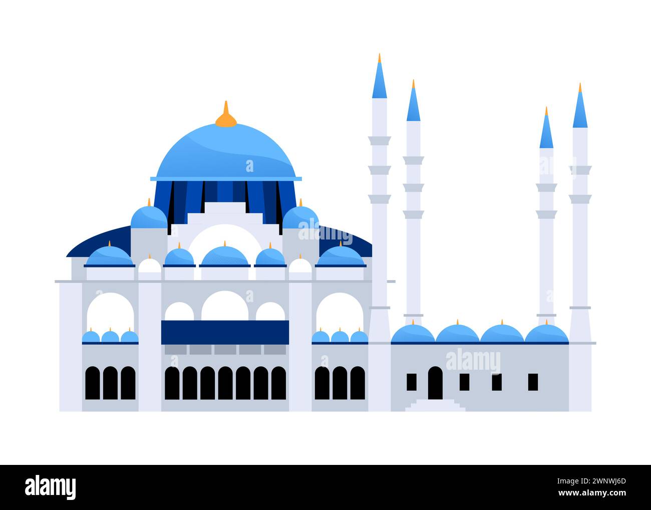 Moschea Suleymaniye - immagine singola isolata in stile moderno e piatto Illustrazione Vettoriale