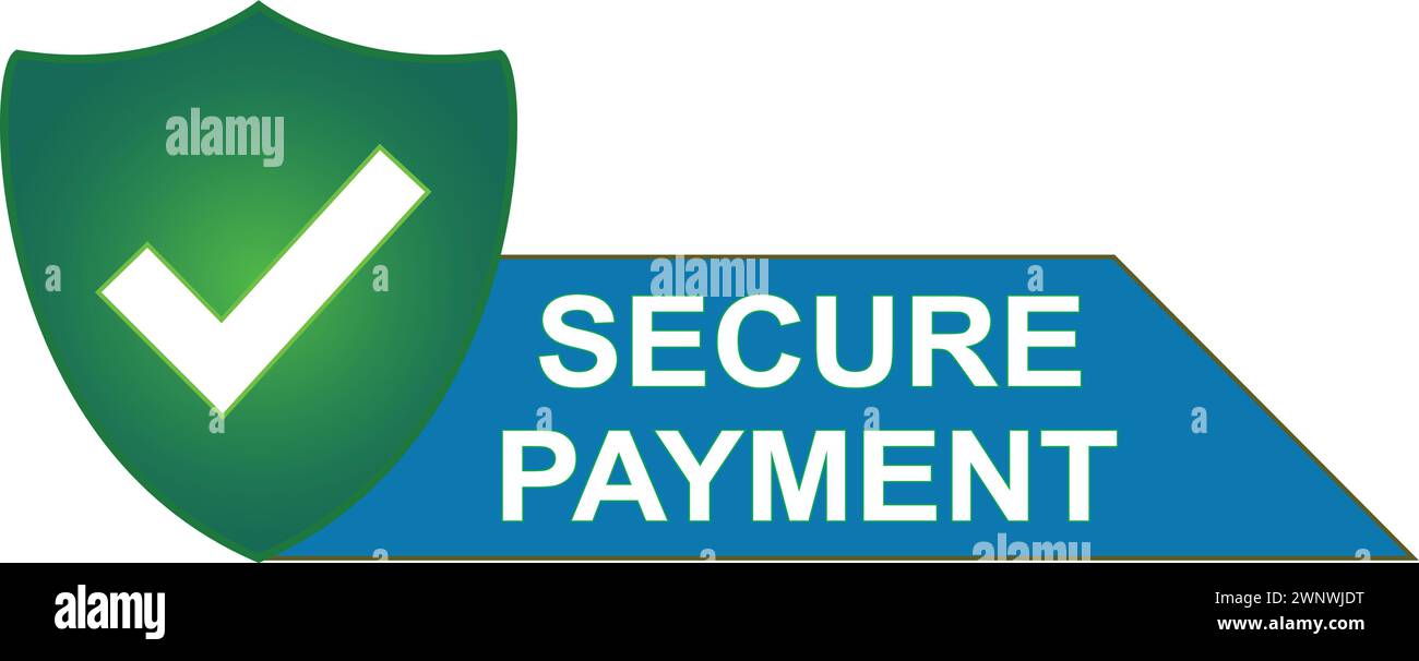 Secure Payment Shield, etichetta Secure Payment Badge , sicurezza dei pagamenti, icona Secure Protected Payments Illustrazione Vettoriale