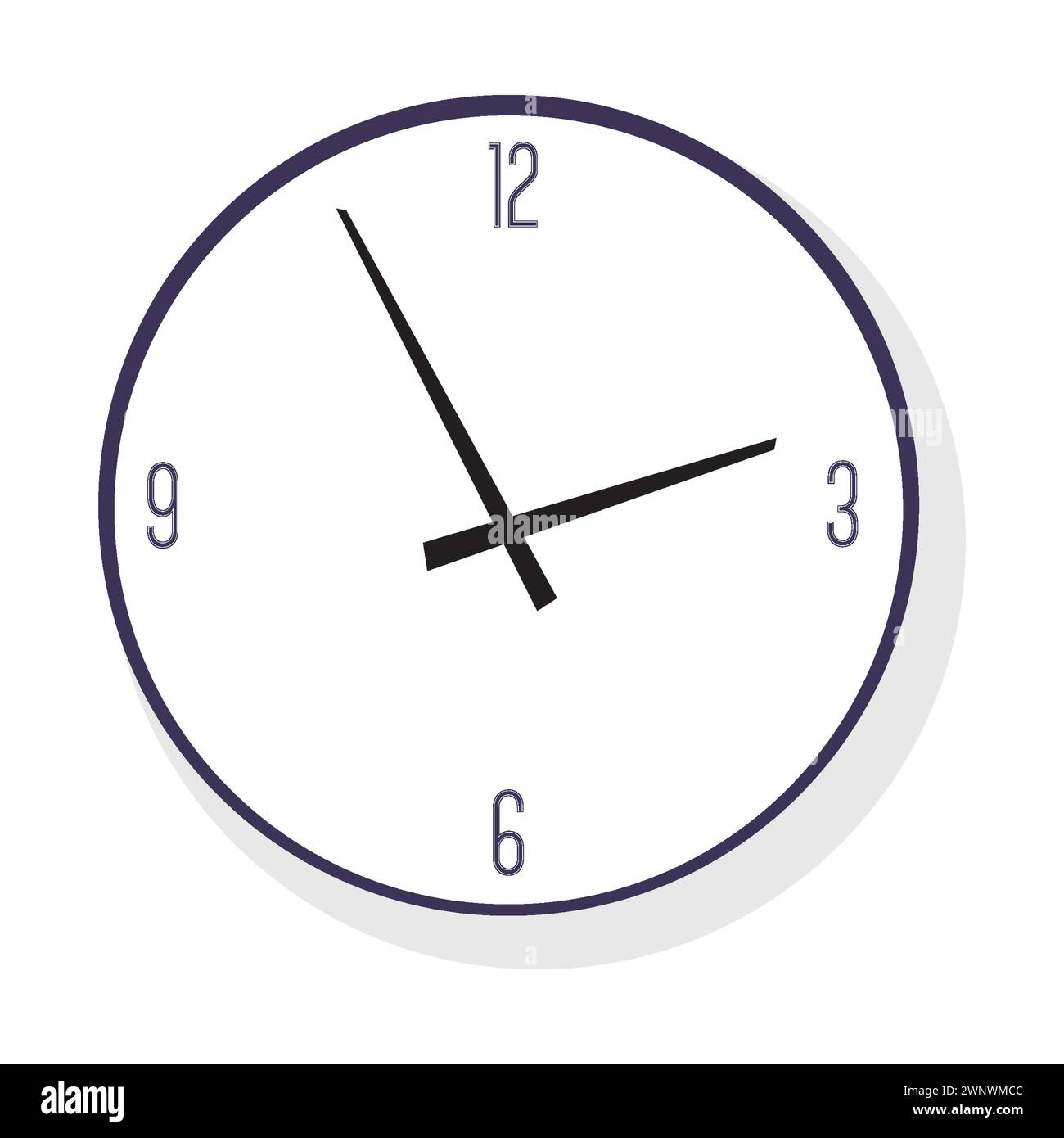 Illustrazione dell'orologio da parete analogico rotondo bianco minimo Illustrazione Vettoriale