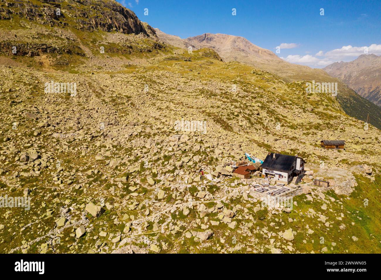 Svizzera, Engadina, ghiacciaio di Morteratsch, vista aerea (settembre 2019) Foto Stock
