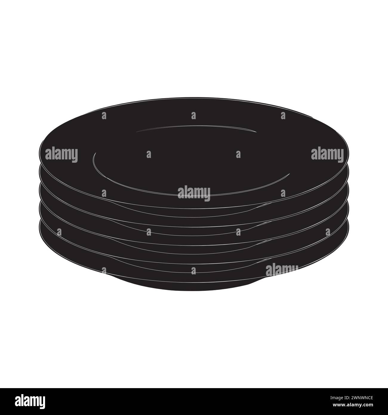 Icona piastra, forca e coltello in stile piatto. Simbolo del cibo icona piastra isolata. Illustrazione vettoriale piatta in nero su sfondo bianco. EPS 10 Illustrazione Vettoriale